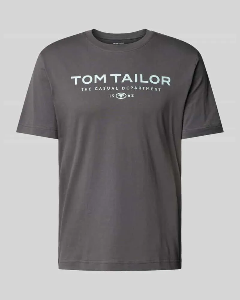 Tom Tailor Regular Fit T-Shirt aus reiner Baumwolle Anthrazit