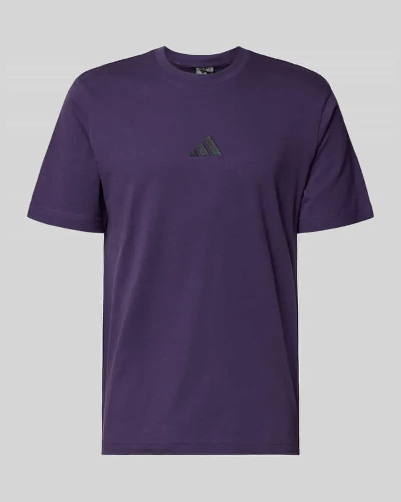 adidas T-Shirt mit Logo und Rundhalsausschnitt Lila