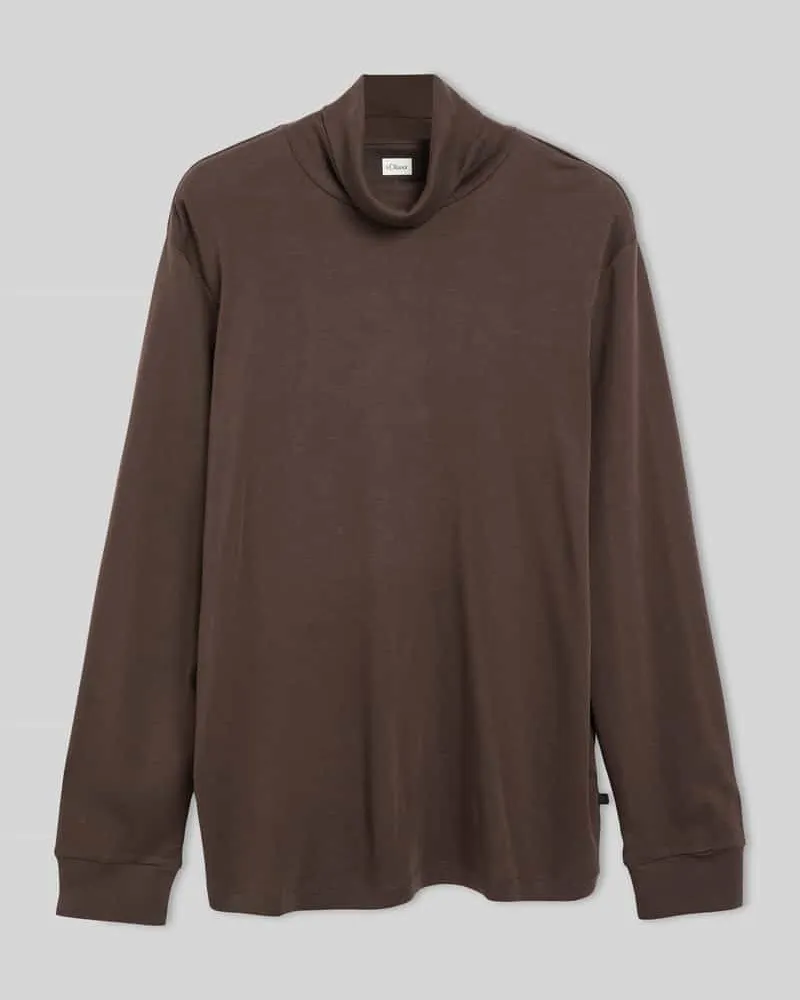 S.Oliver Langarmshirt mit Rollkragen Jersey Schoko