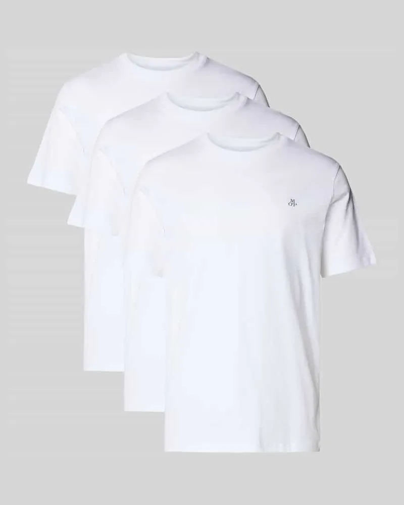 Marc O'Polo Regular Fit T-Shirt Set aus reiner Baumwolle im 3er-Pack Weiss