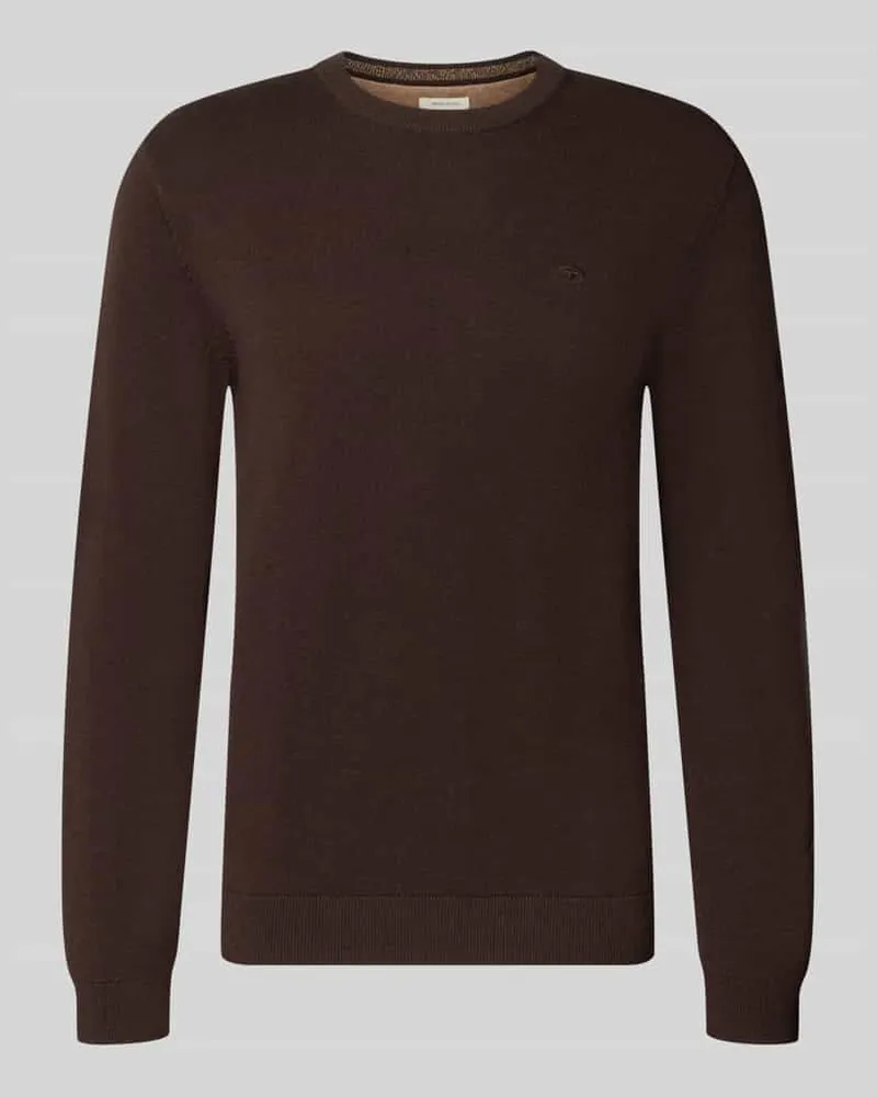 Tom Tailor Regular Fit Pullover aus reiner Baumwolle Dunkelbraun