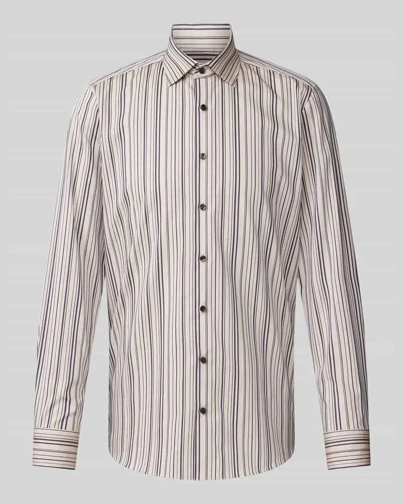 Olymp Slim Fit Businesshemd mit Allover-Muster Beige