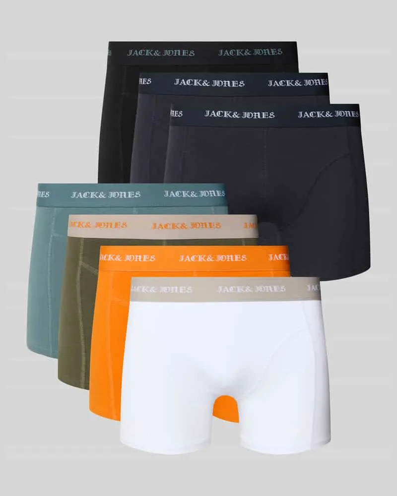 Jack & Jones Trunks mit Label-Bund Modell 'JACMILES' im 7er-Pack Orange