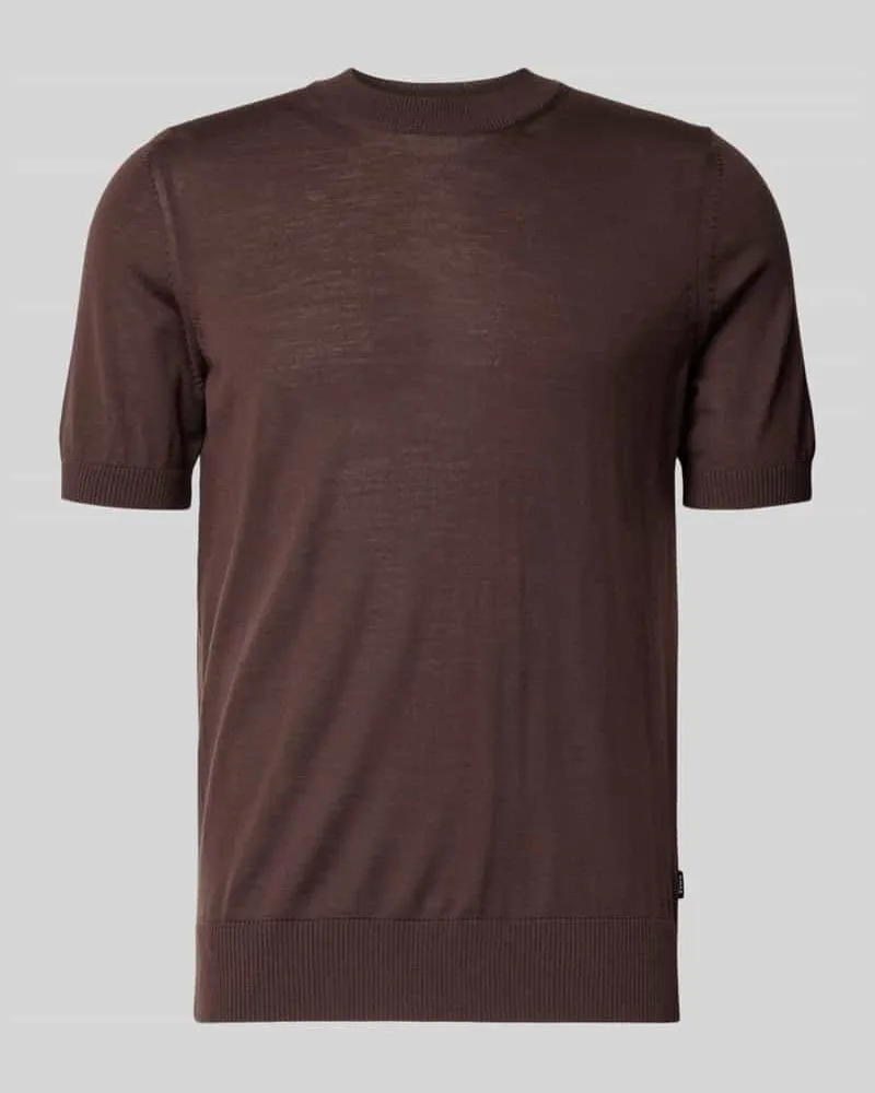 HUGO BOSS Regular Fit Pullover aus reiner Schurwolle Modell 'UMAURO Mittelbraun