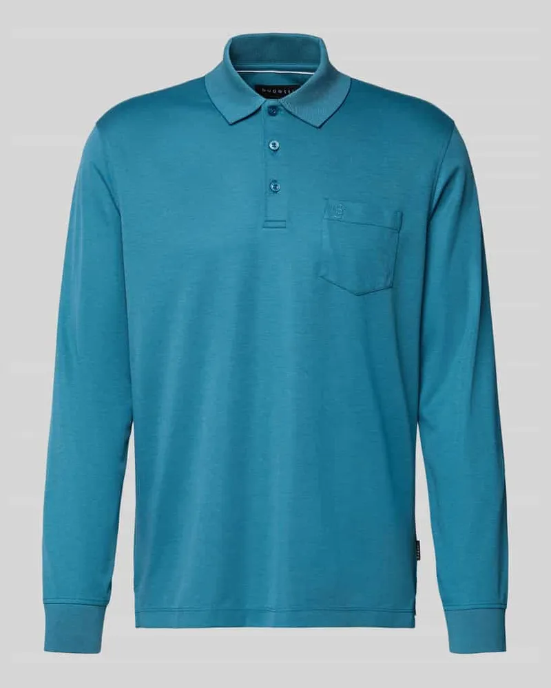 Bugatti Poloshirt mit Label-Stitching Petrol