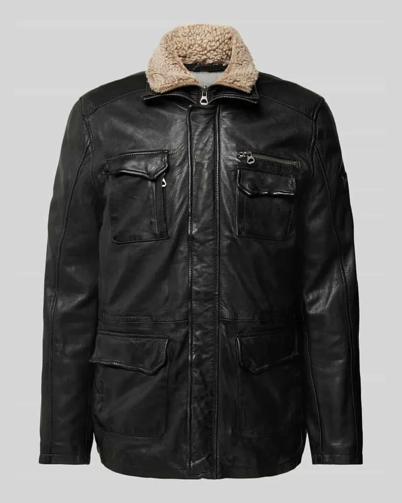 Mauritius Lederjacke mit Pattentaschen Modell 'JAEFF Black