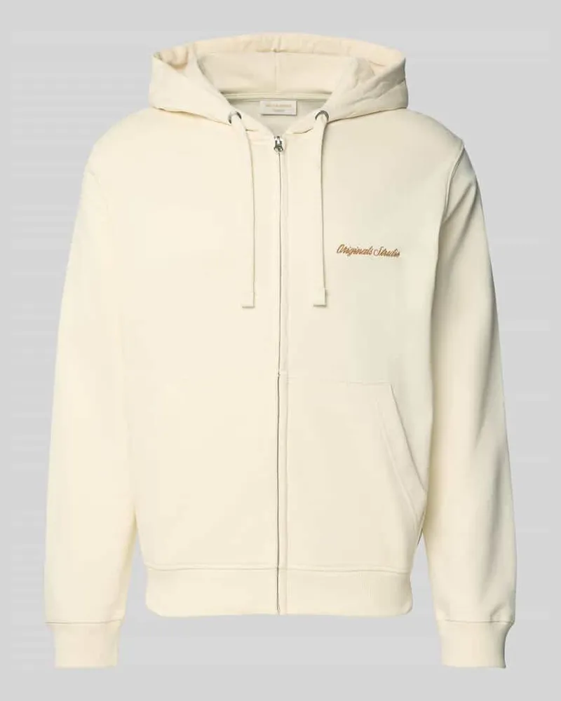 Jack & Jones Sweatjacke mit Känguru-Tasche und Reißverschluss Offwhite