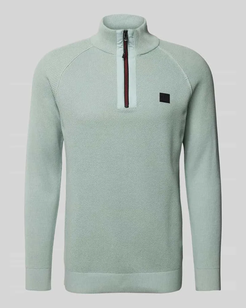 S.Oliver Regular Fit Strickpullover aus reiner Baumwolle mit Troyer-Kragen 
