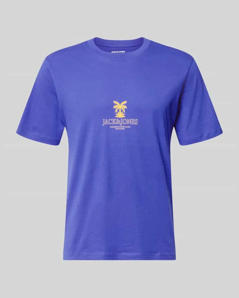 Jack & Jones Regular Fit T-Shirt mit Logo-Print Modell 'Eres Royal