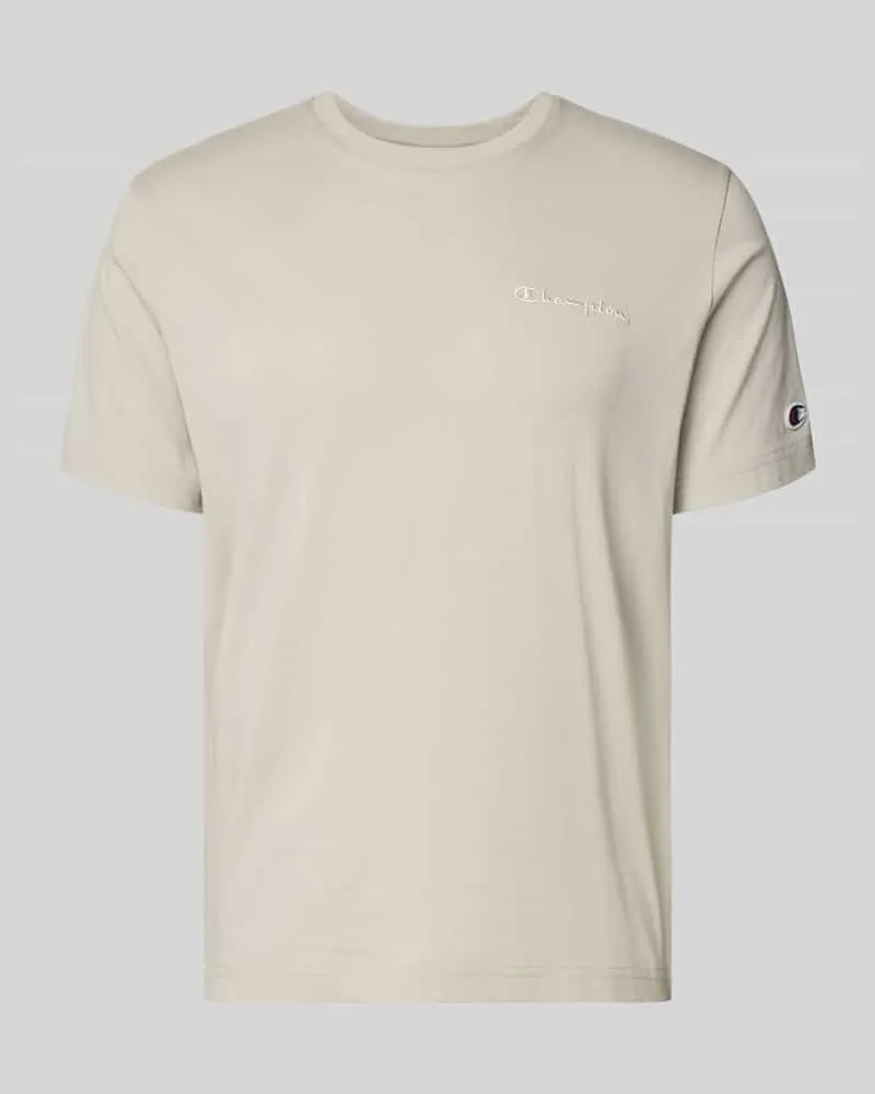 Champion T-Shirt mit Label-Stitchings und Rundhalsausschnitt Beige