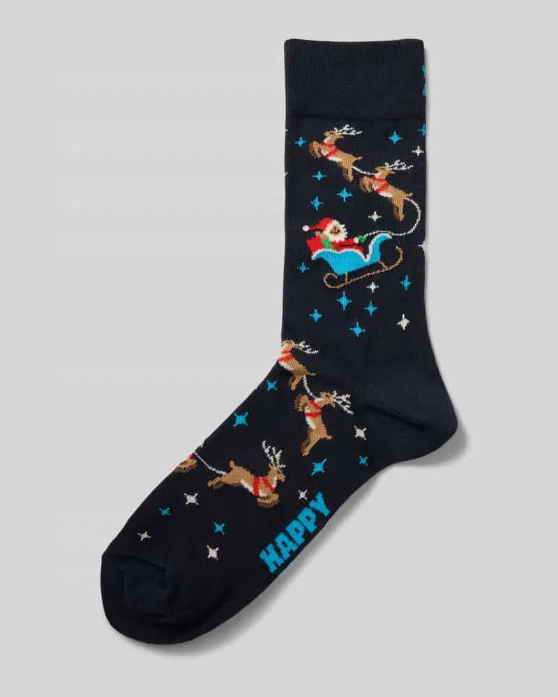 Happy Socks Regular Fit Socken mit Logo-Stitching Modell 'Sleigh Marine