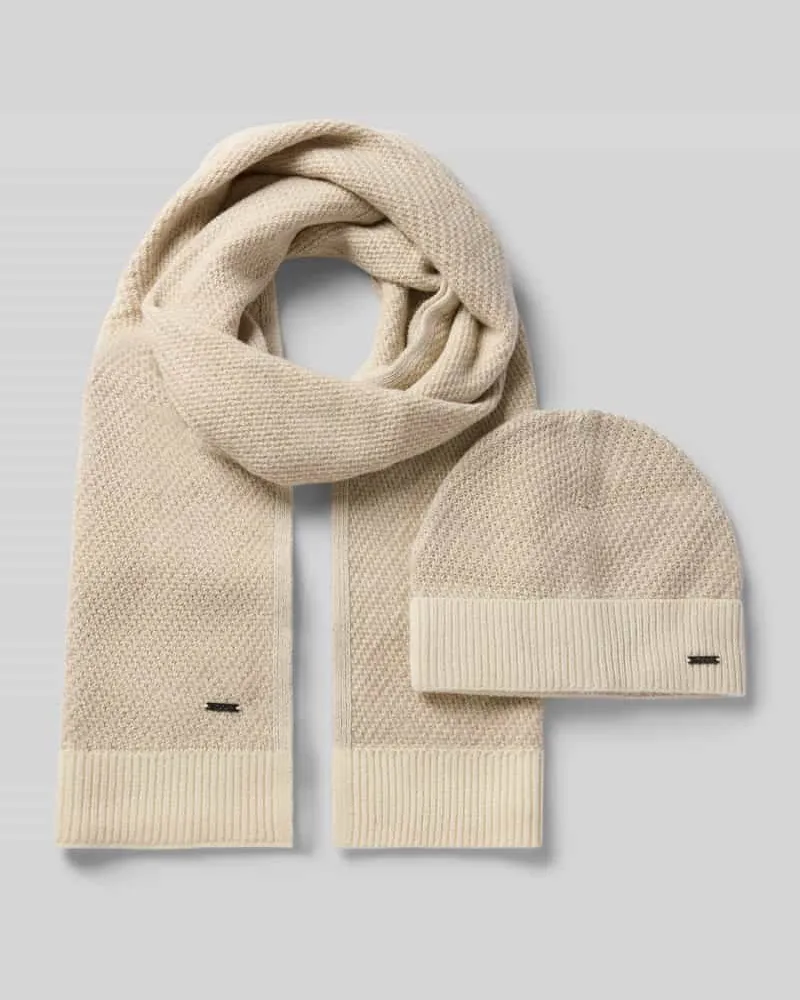 JOOP! Mütze Modell 'JSC-02Yago' mit Logo-Detail im 2er-Set Beige