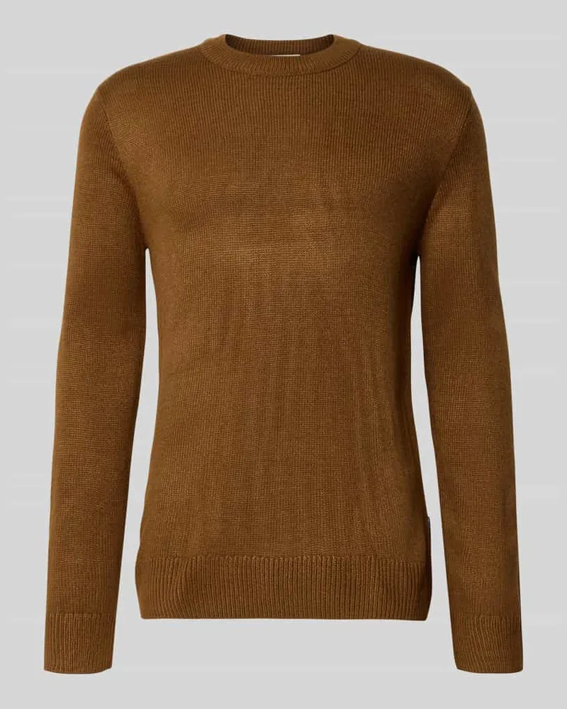 Tom Tailor Regular Fit Strickpullover aus Rippstrick Camel