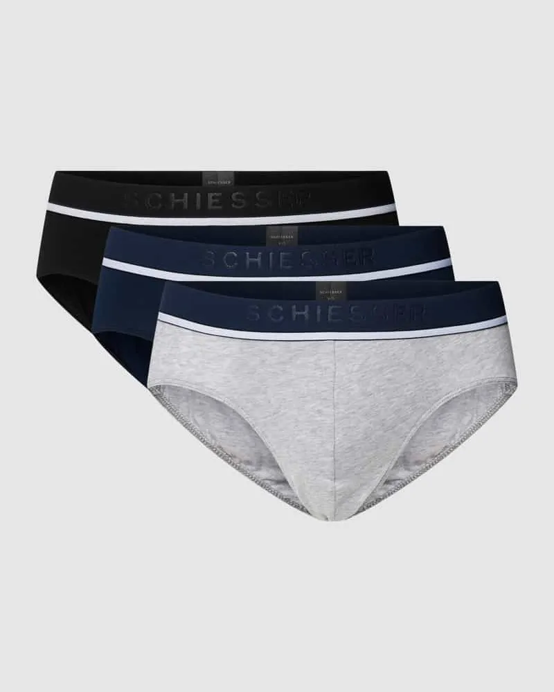 Schiesser Slip mit Label-Details Modell 'Rio' im 3er-Pack 