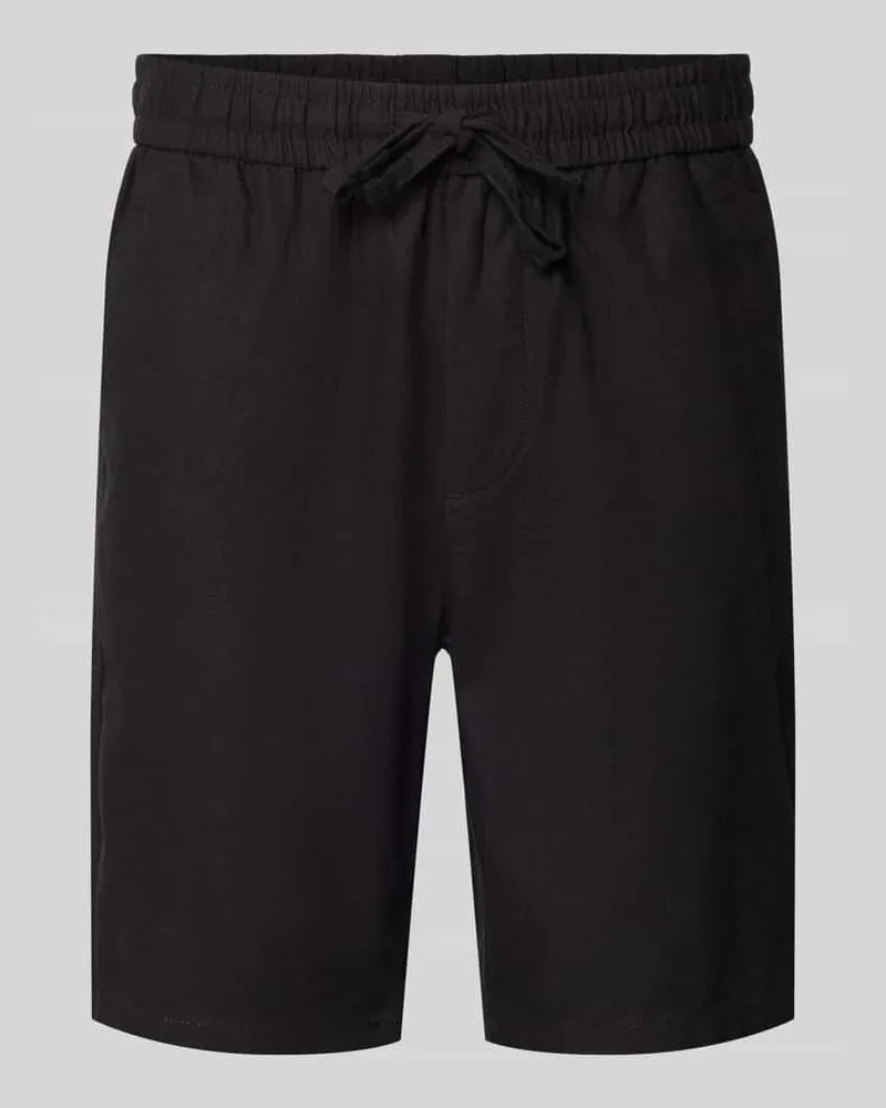 Only & Sons Regular Fit Bermudas aus Baumwoll-Leinen-Mix Modell 'LINUS Black