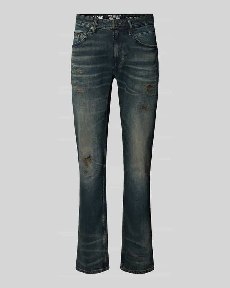 PME Legend Straight Fit Jeans aus Baumwoll-Mix Modell 'Wingload Petrol