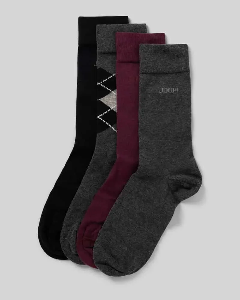 JOOP! Regular Fit Socken aus Woll-Mix Modell 'Essentials' im 4er-Pack Anthrazit
