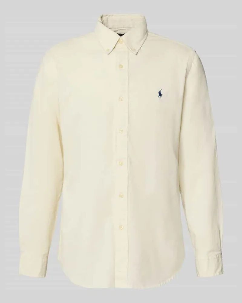 Ralph Lauren Custom Fit Freizeithemd aus reiner Baumwolle Offwhite