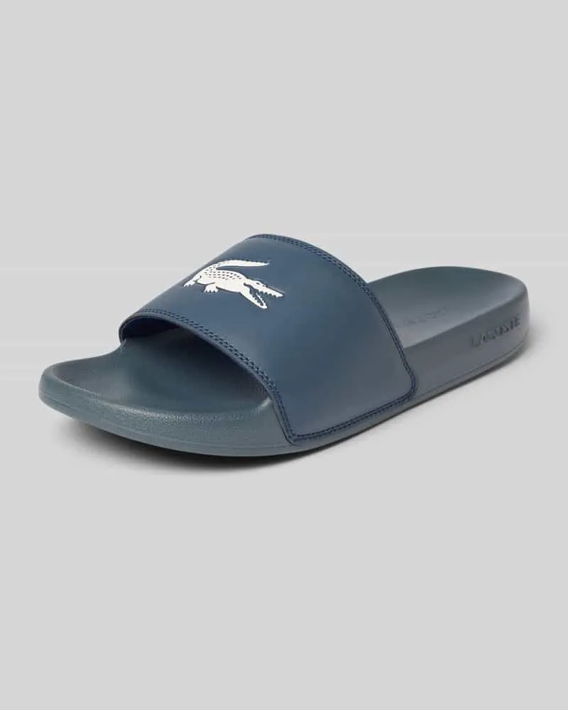 Lacoste Badeschuhe mit Logo Print Modell 'SERVE SLIDE Marine