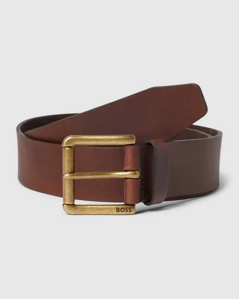 HUGO BOSS Ledergürtel mit Dornschließe Modell 'Joris Mittelbraun