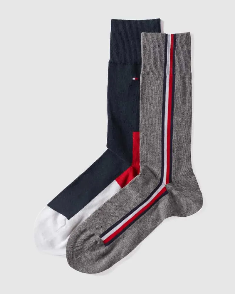 Tommy Hilfiger Socken mit Kontrast-Elementen im 2er-Pack 