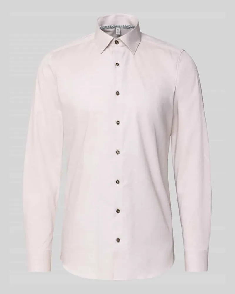 Olymp Slim Fit Businesshemd aus Baumwoll-Mix mit Kentkragen Sand