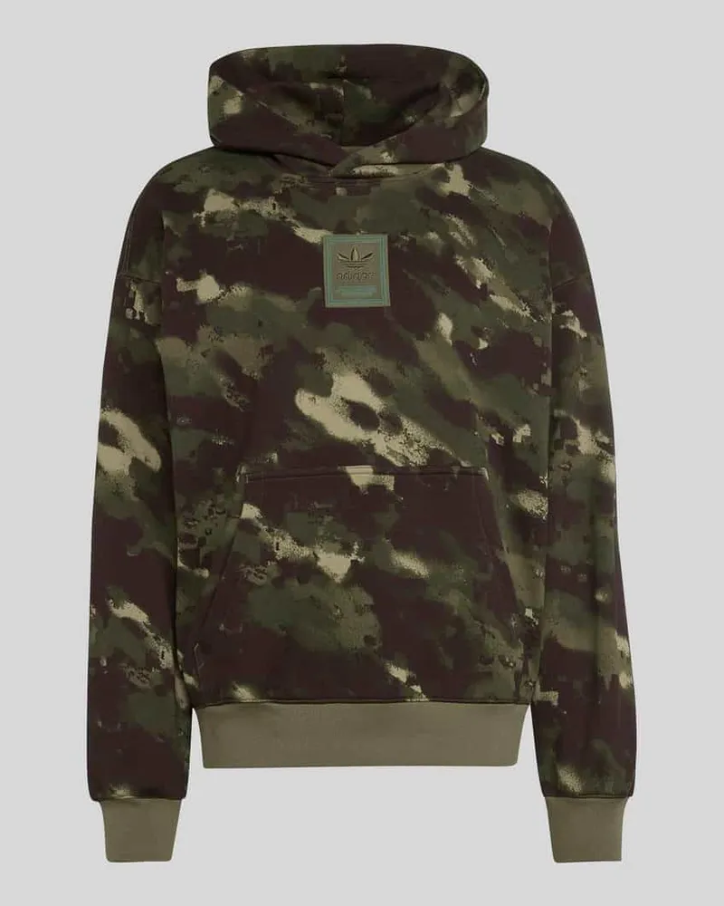 adidas Relaxed Fit Hoodie aus reiner Baumwolle Modell 'CAMO Dunkelgruen