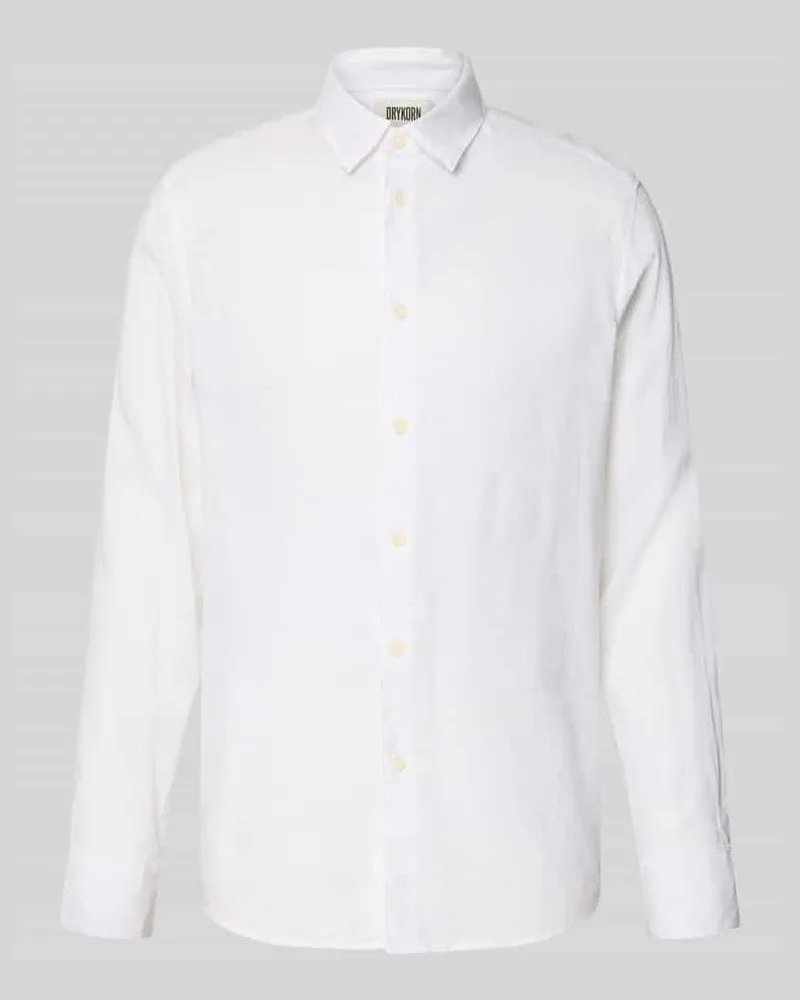 Drykorn Slim Fit Freizeithemd aus Leinen-Baumwoll-Mix Modell 'RAMIS Weiss