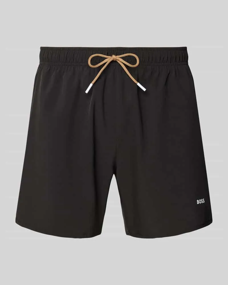 HUGO BOSS Regular Fit Badeshorts mit Logo-Detail Black