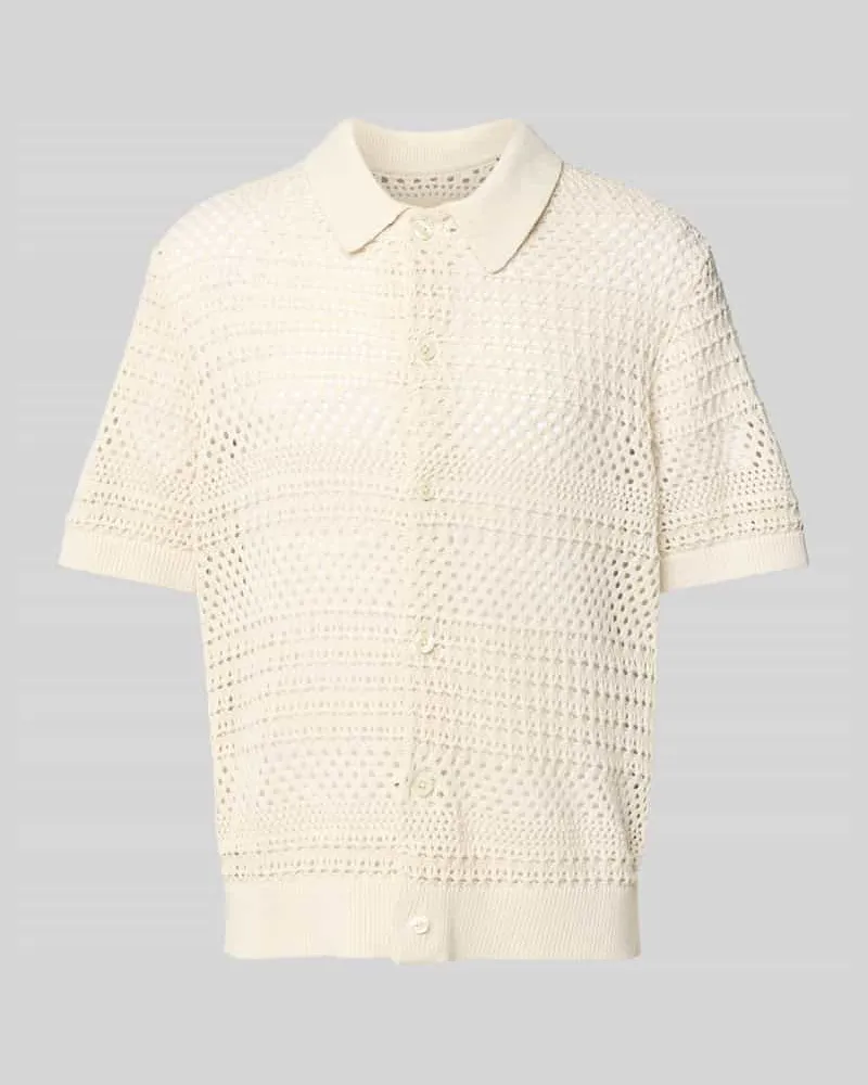 Jack & Jones Regular Fit Strickshirt mit Knopfleiste Offwhite