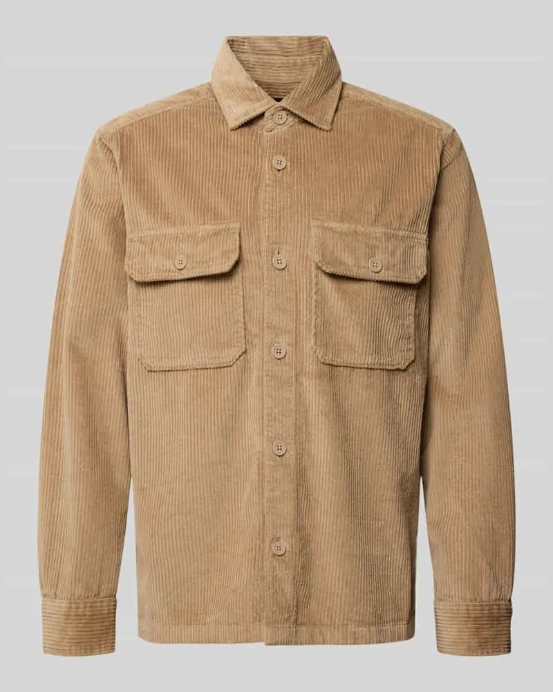 Strellson Regular Fit Hemdjacke aus reiner Baumwolle Modell 'Nion-W Beige