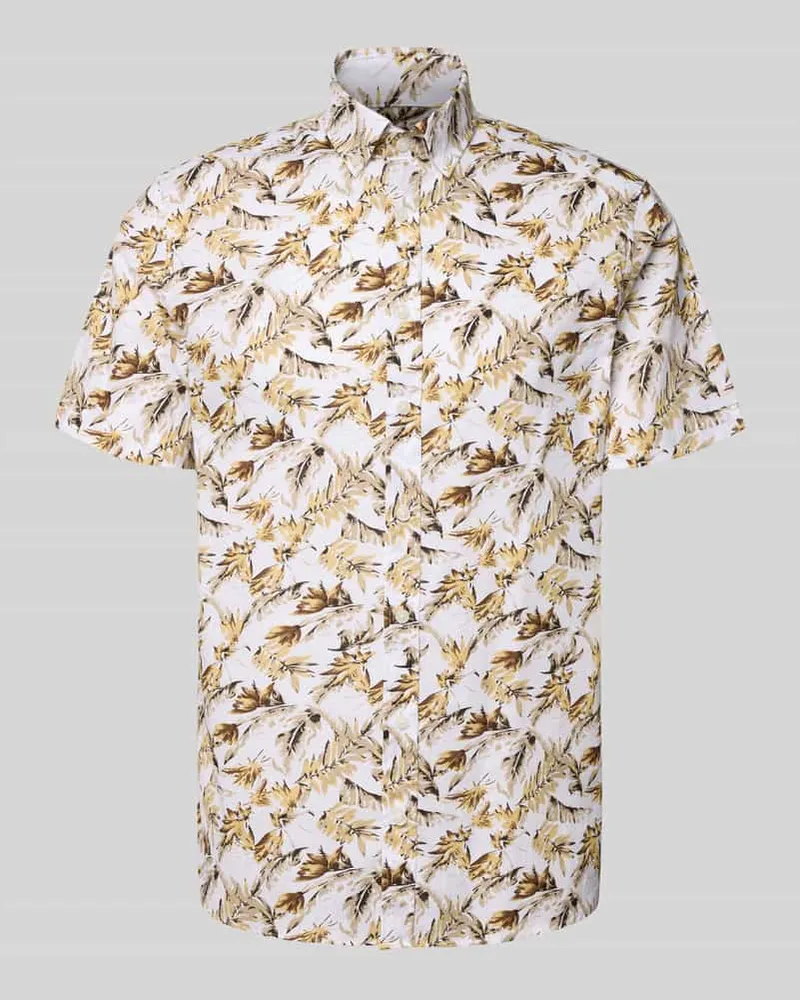 Bugatti Regular Fit Freizeithemd mit Button-Down-Kragen Gelb