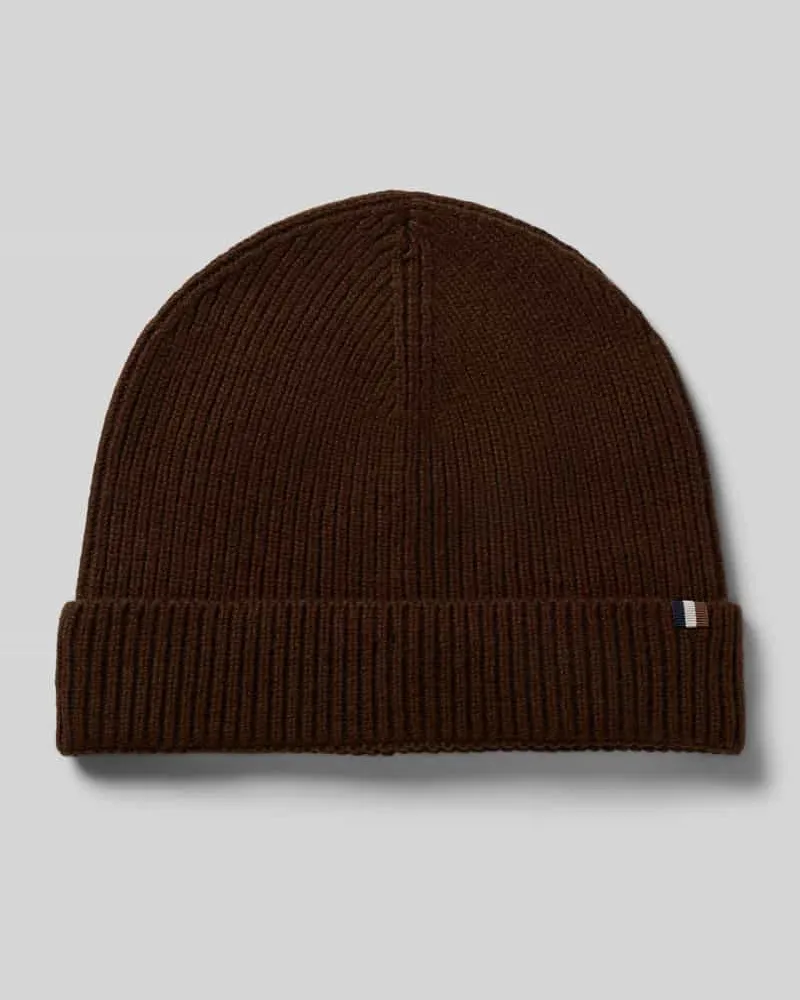 Bugatti Beanie mit Schurwoll-Anteil Schoko