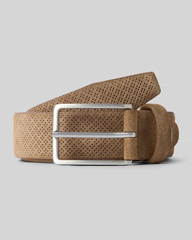 Pierre Cardin Gürtel aus echtem Leder in Suede-Optik Taupe