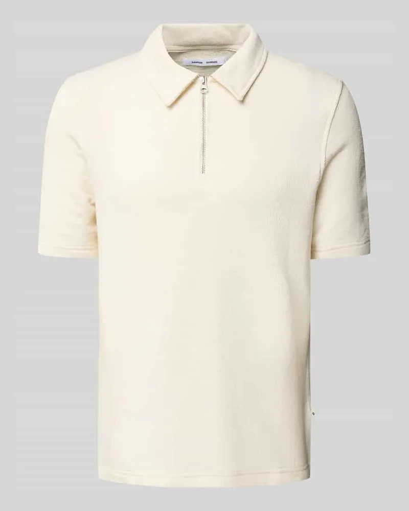 Samsøe & Samsøe Regular Fit Poloshirt mit Strukturmuster Modell 'SAOLLI Offwhite