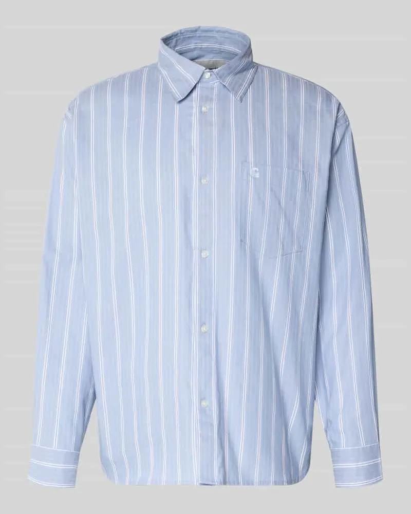Carhartt WIP Regular Fit Freizeithemd mit Kentkragen und Label-Stitching Bleu