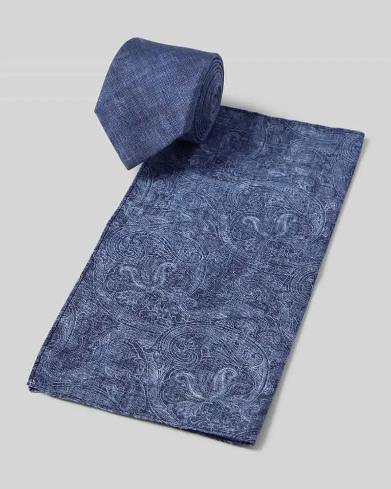 cinque Krawatte mit Einstecktuch Modell 'TAOIMINA Bleu