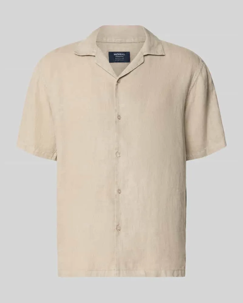 McNeal Regular Fit Leinenhemd mit Reverskragen Kitt