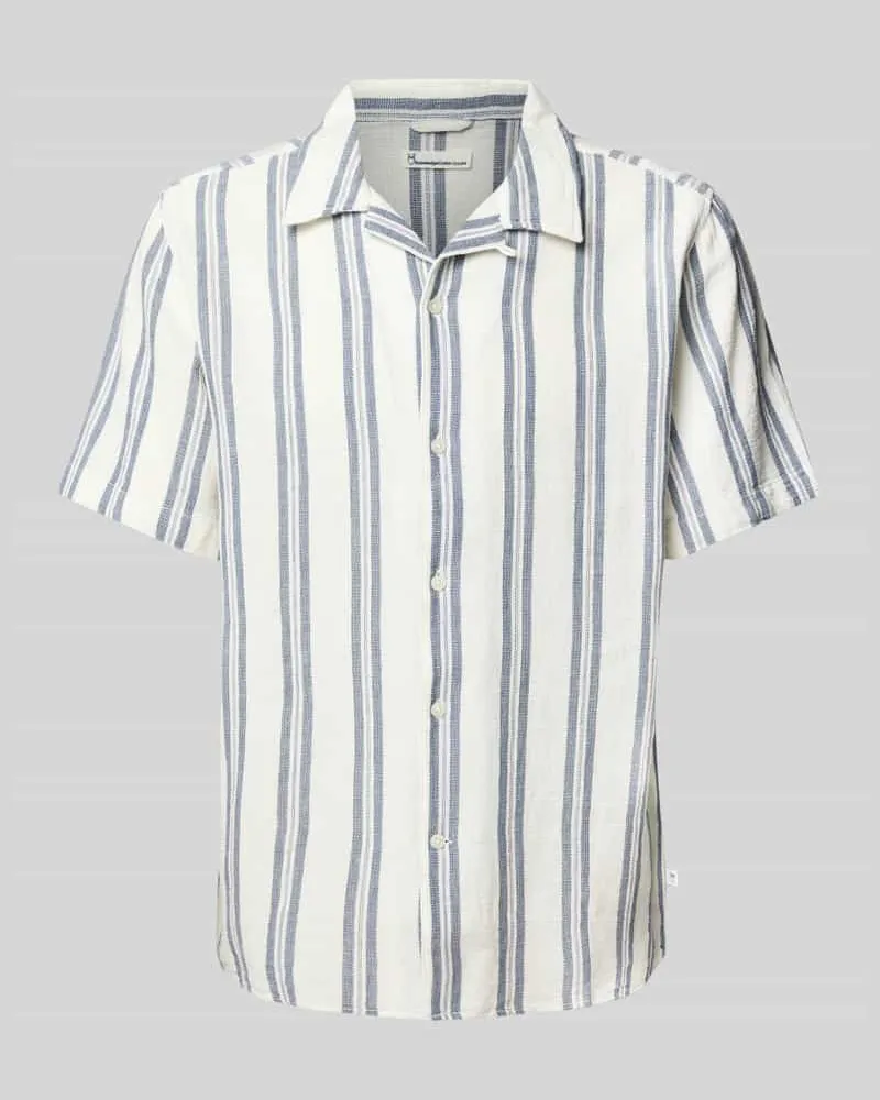 Knowledge Cotton Apparel Freizeithemd mit Knopfleiste Dunkelblau