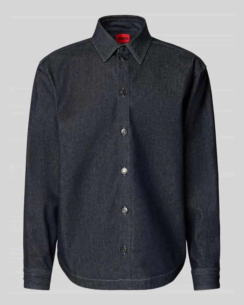 HUGO BOSS Oversized Jeansjacke aus reiner Baumwolle Modell 'EMIKOL Blau