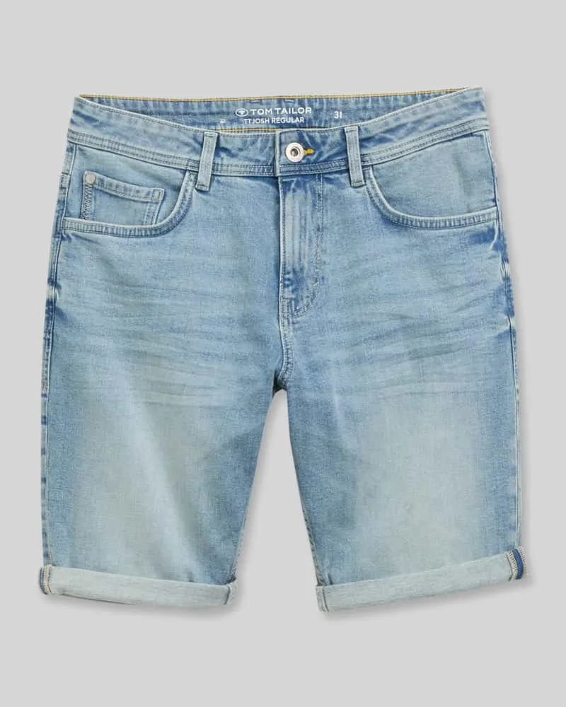 Tom Tailor Regular Fit Jeans Bermudas aus Baumwoll-Mix Hellblau