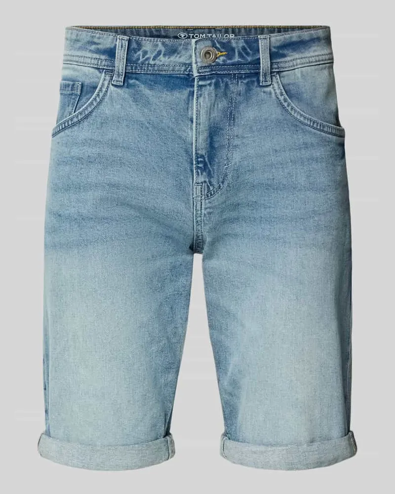Tom Tailor Regular Fit Jeans Bermudas aus Baumwoll-Mix Hellblau