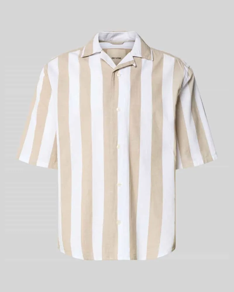 Only & Sons Relaxed Fit Freizeithemd aus reiner Baumwolle Modell 'TES Beige