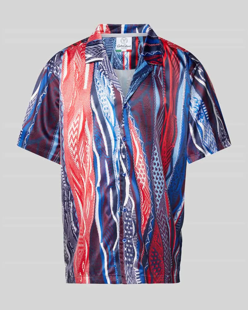 Carlo Colucci Freizeithemd mit Allover-Muster Blau