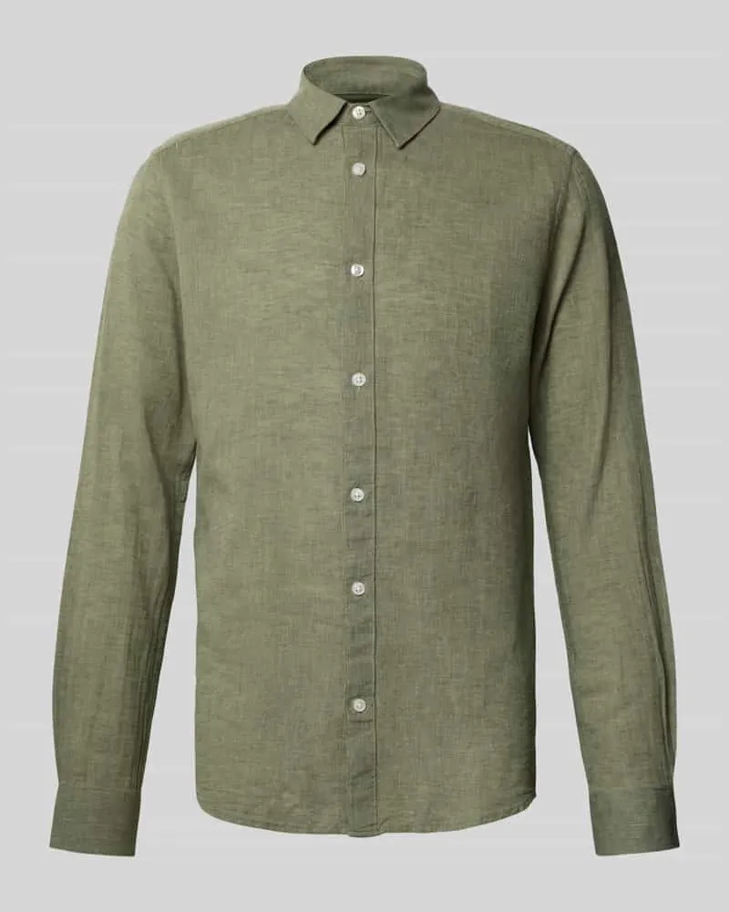 Only & Sons Slim Fit Freizeithemd aus Leinen-Baumwoll-Mix Modell 'CAIDEN 