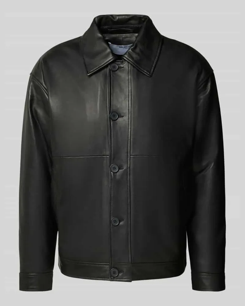 Selected Homme Regular Fit Lederjacke aus feinem Lammleder Modell 'LANCE Black