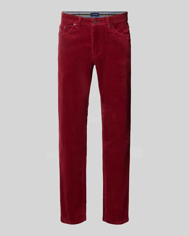 Christian Berg Straight Fit Stoffhose in Cord-Optik Bordeaux
