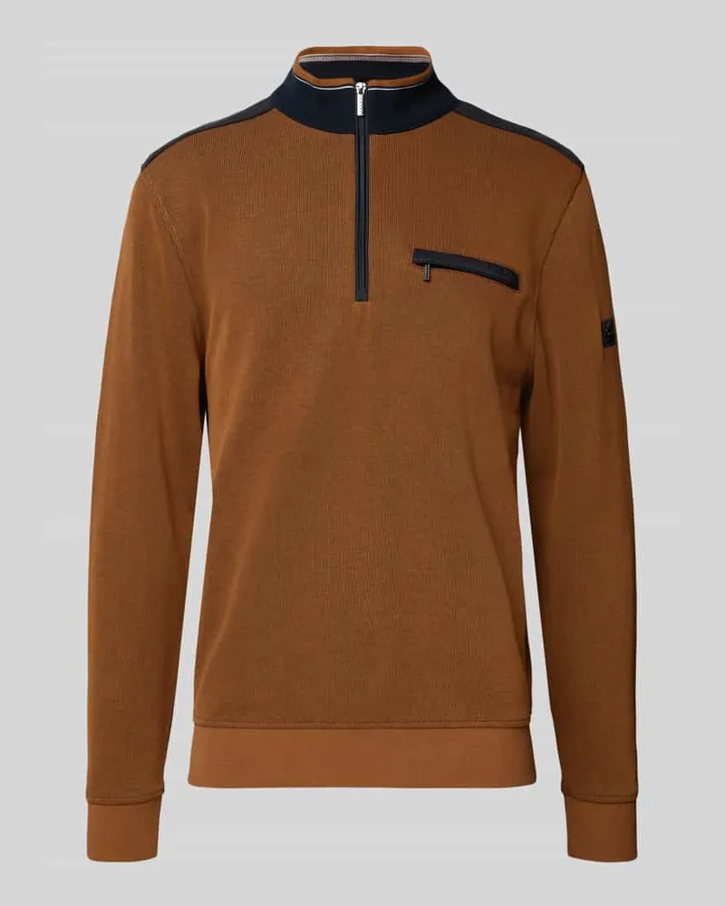 Bugatti Sweatshirt mit Stehkragen Modell 'Selanik Camel