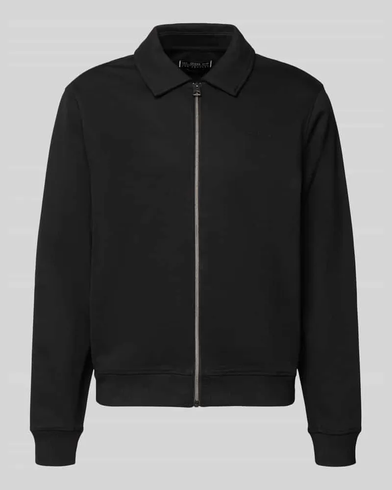 Guess Regular Fit Sweatjacke aus elastischem Baumwoll-Mix Black