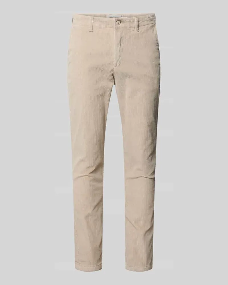 Jack & Jones Slim Fit Stoffhose in Cord-Optik Modell 'Marco Offwhite